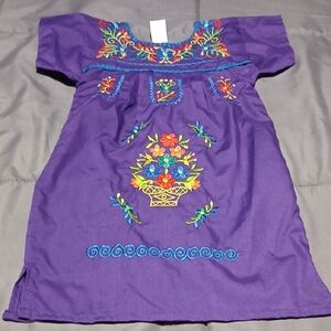Purple Embroidered Kids Dress